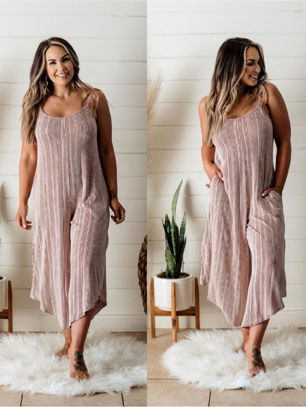 NWT Sleeveless Striped Jumpsuit Romper Petite